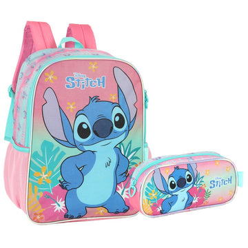 Kit Escolar Stitch Disney Luxcel – Mochila e Estojo | Original e Super Divertido