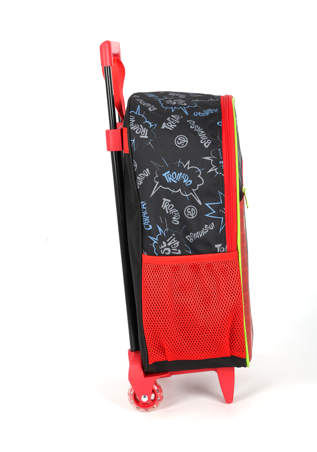 Mochila de Rodinhas Enaldinho UP4YOU | Youtuber | Rodas de Silicone | Preto, Vermelho e Neon G