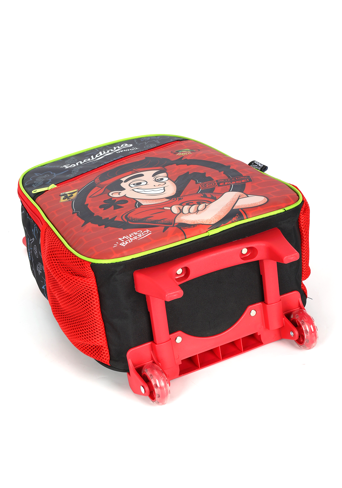 Mochila de Rodinhas Enaldinho UP4YOU | Youtuber | Rodas de Silicone | Preto, Vermelho e Neon G