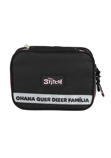 Estojo Box Organizador Stitch Disney Luxcel Preto e Pink Ohana