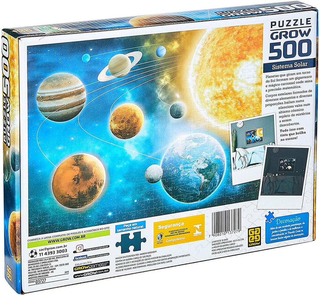 Quebra-Cabeça Sistema Solar Fluorescente 500 pçs - Grow