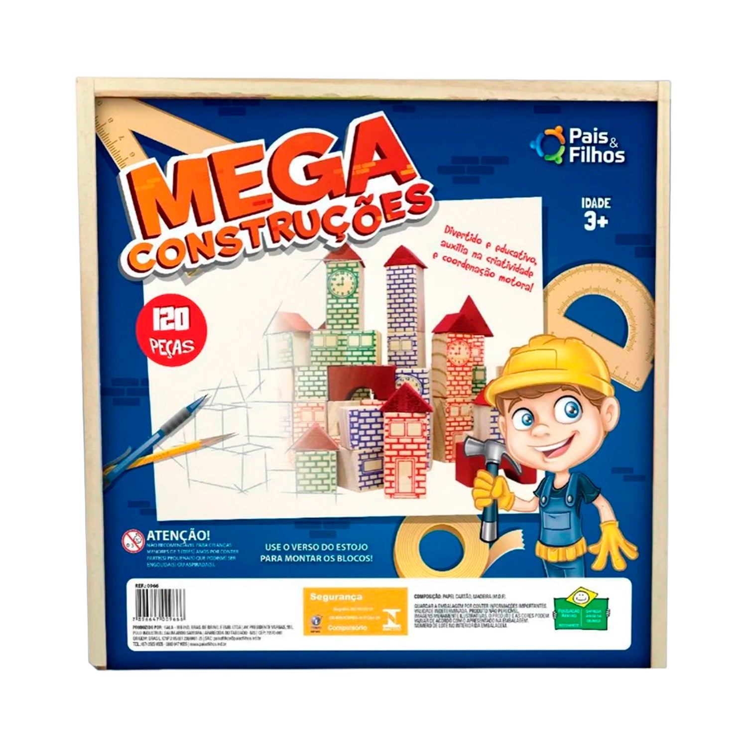Mega Construcoes - 120 Pcs Estojo Madeira