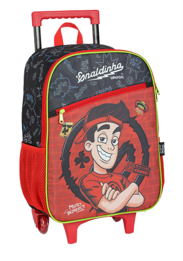 Mochila de Rodinhas Enaldinho UP4YOU | Youtuber | Rodas de Silicone | Preto, Vermelho e Neon G
