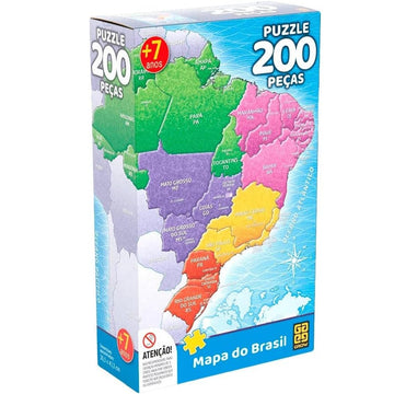 Quebra-Cabeça Mapa do Brasil 200 Peças - Grow
