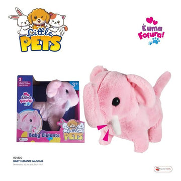 Pelúcia Elefante Baby Com Som Little Pets - Shiny Toys