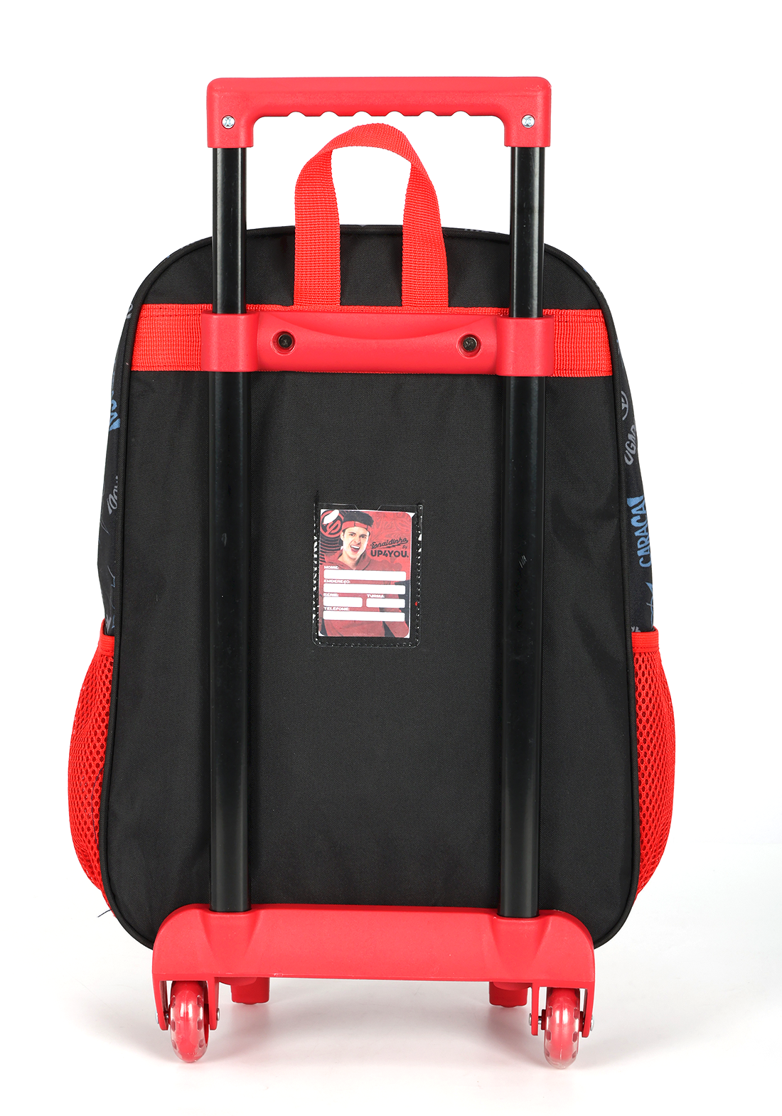 Mochila de Rodinhas Enaldinho UP4YOU | Youtuber | Rodas de Silicone | Preto, Vermelho e Neon G