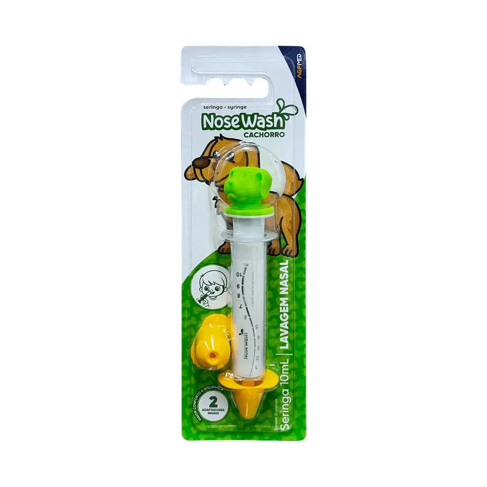 Seringa Para Lavagem Nasal Nosewash - Modelo Cachorro Verde