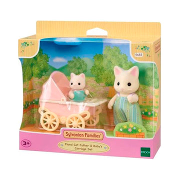 Sylvanian Families - Carrinho De Bebê Papai E Bebê Gatos Primavera