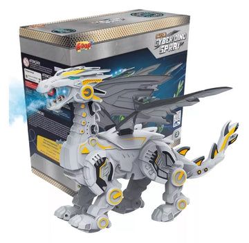 Super Robô Dinossauro Cinza Spray C/ Luz e Som E Solta Fumaça - Zoop Toys