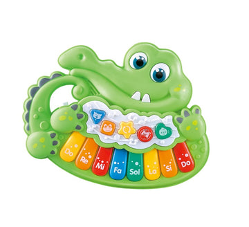 Teclado Musical Infantil Crocodilo Colorido - Shiny Toys