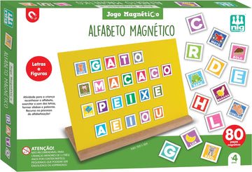 Alfabeto Magnético Letras e Figuras Madeira - Nig Brinquedos