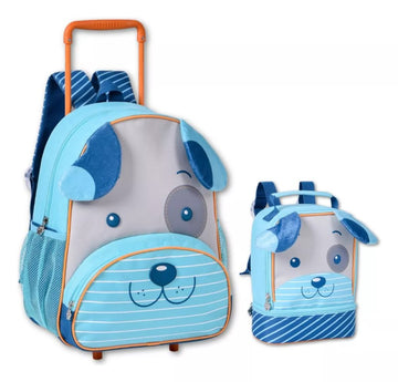 Kit Mochila De Rodinha + Lancheira Infantil Clio Pets Escolar Cachorro