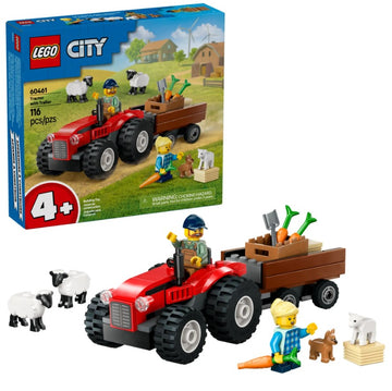 Lego City Trator Agrícola Vermelho com Reboque e Ovelhas 60461