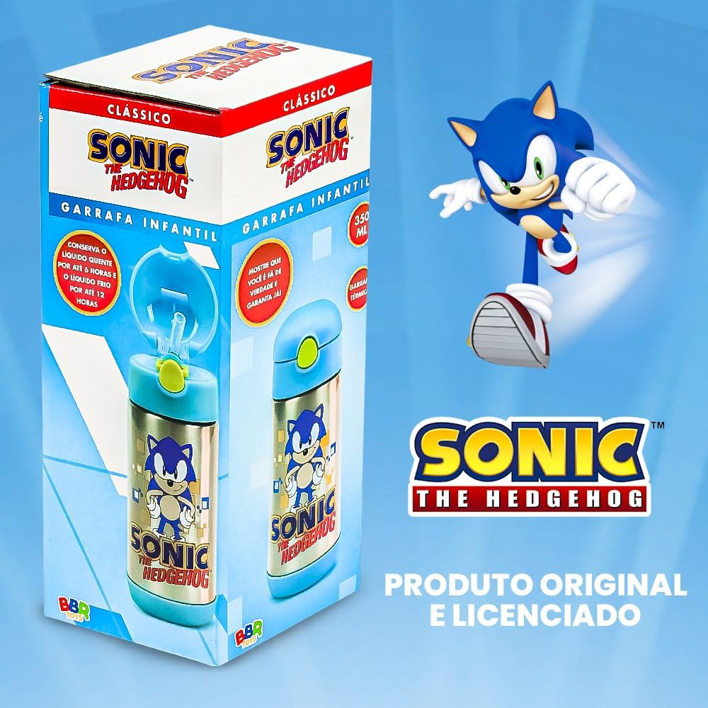 Garrafa Térmica Infantil Sonic Azul 350 ML