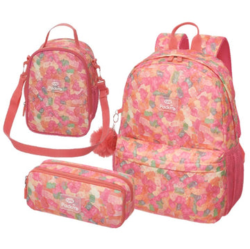 Kit Mochila de Costas Pack Me Fini Full Print + Lancheira e Estojo