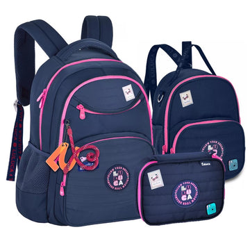 Kit Mochila de Costas Luluca com Lancheira e Estojo LU24635