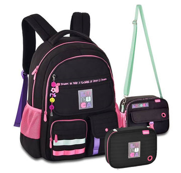 Kit Mochila de Costas Colorida Luluca com Lancheira e Estojo Clio LU24600