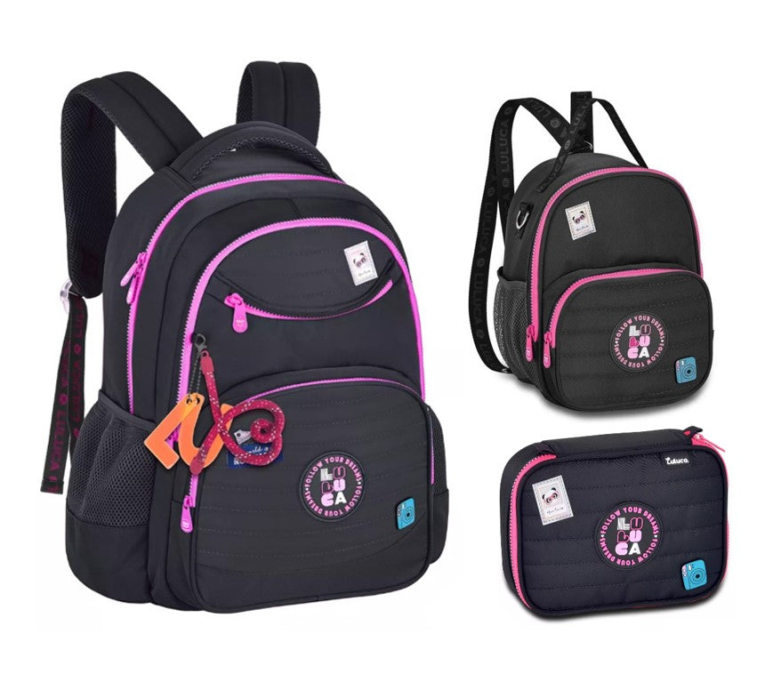 Kit Mochila de Costas Luluca com Lancheira e Estojo LU24635