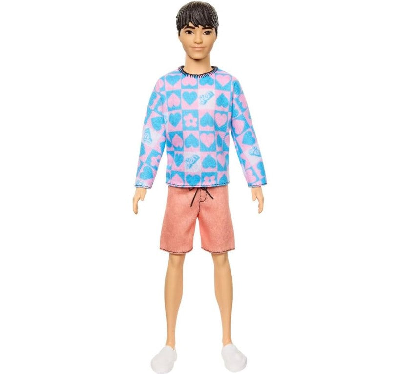Boneco Ken Fashionista Asiático Camisa Rosa E Azul - Mattel
