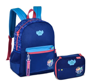 Kit Mochila de Costas e Estojo Box Infantil Disney Stitch Tsum Tsum