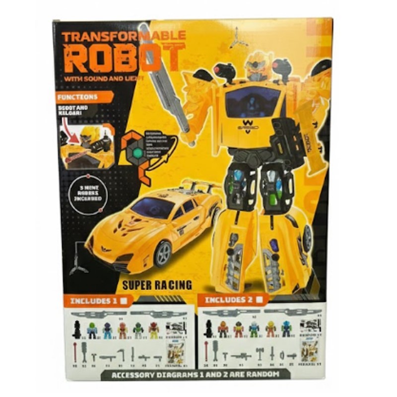 Robô Transformável Amarelo com luz e som - Brink Center