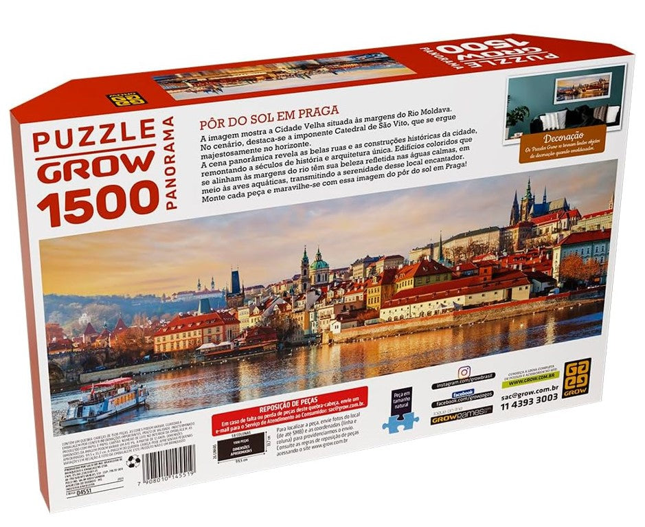 Quebra-Cabeça 1500 Peças Panorama Pôr do Sol em Praga - Grow