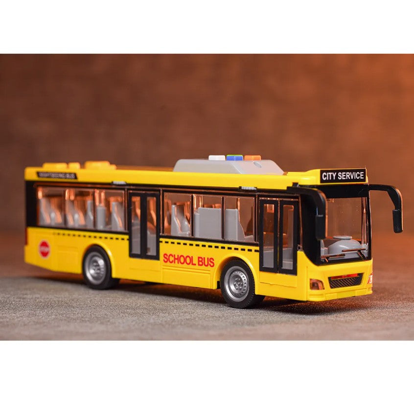 Ônibus Escolar de Fricção 1:16 com Luz e Som e Fricção