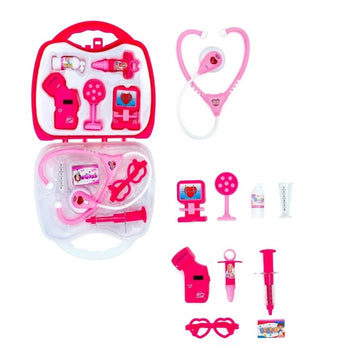 Brinquedo Maleta Médica Infantil Rosa Kit com Luz e Som
