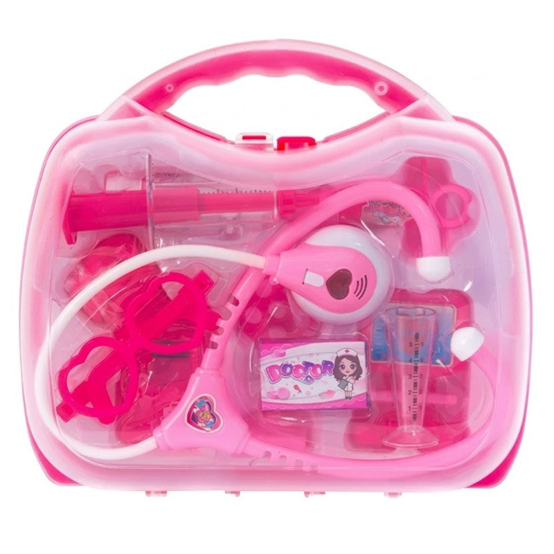 Brinquedo Maleta Médica Infantil Rosa Kit com Luz e Som