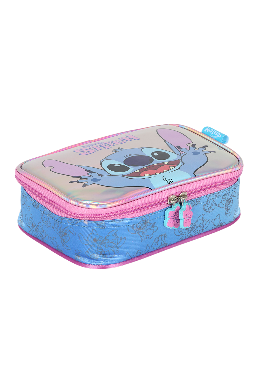 Kit Mochila de Costas G Stitch PINK Pelúcia + Lancheira Térmica Glitter Luxcel Disney (2 Peças)