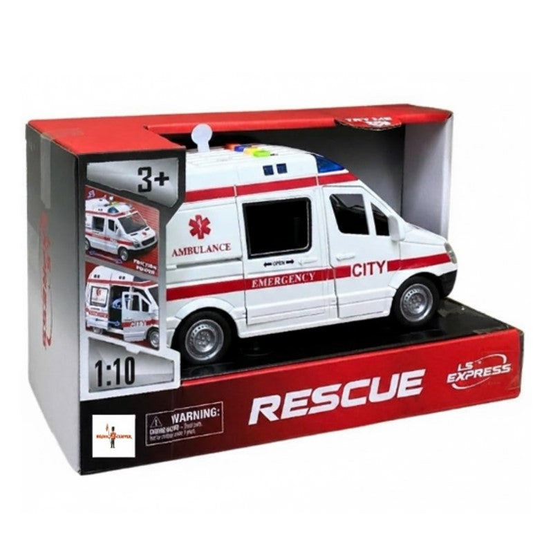 Carro de Ambulância com luz e som 1:10 Fricção - Brink Center