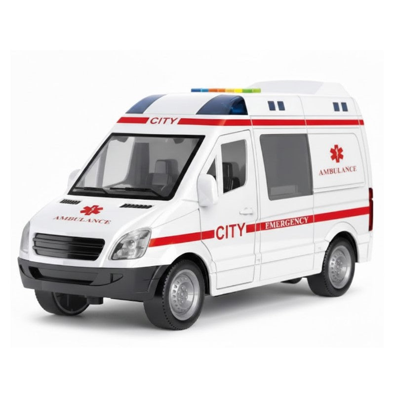 Carro de Ambulância com luz e som 1:10 Fricção - Brink Center