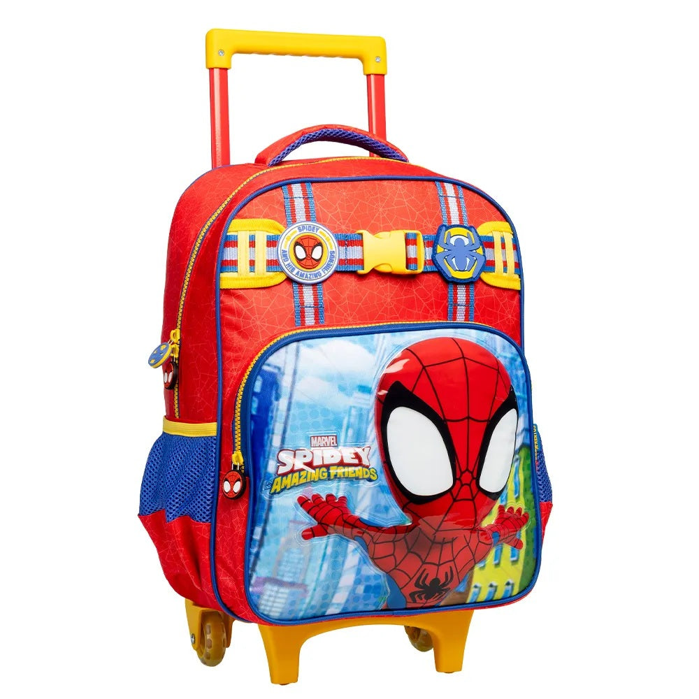 Kit Escolar Spidey Amazing Friends 3 em 1: Mochila Rodinhas + Lancheira + Estojo Xeryus Marvel