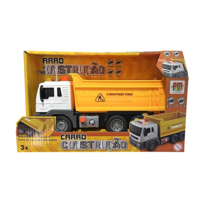 Carrinho a Fricção Caminhão Construção Luz e Som - DM Toys