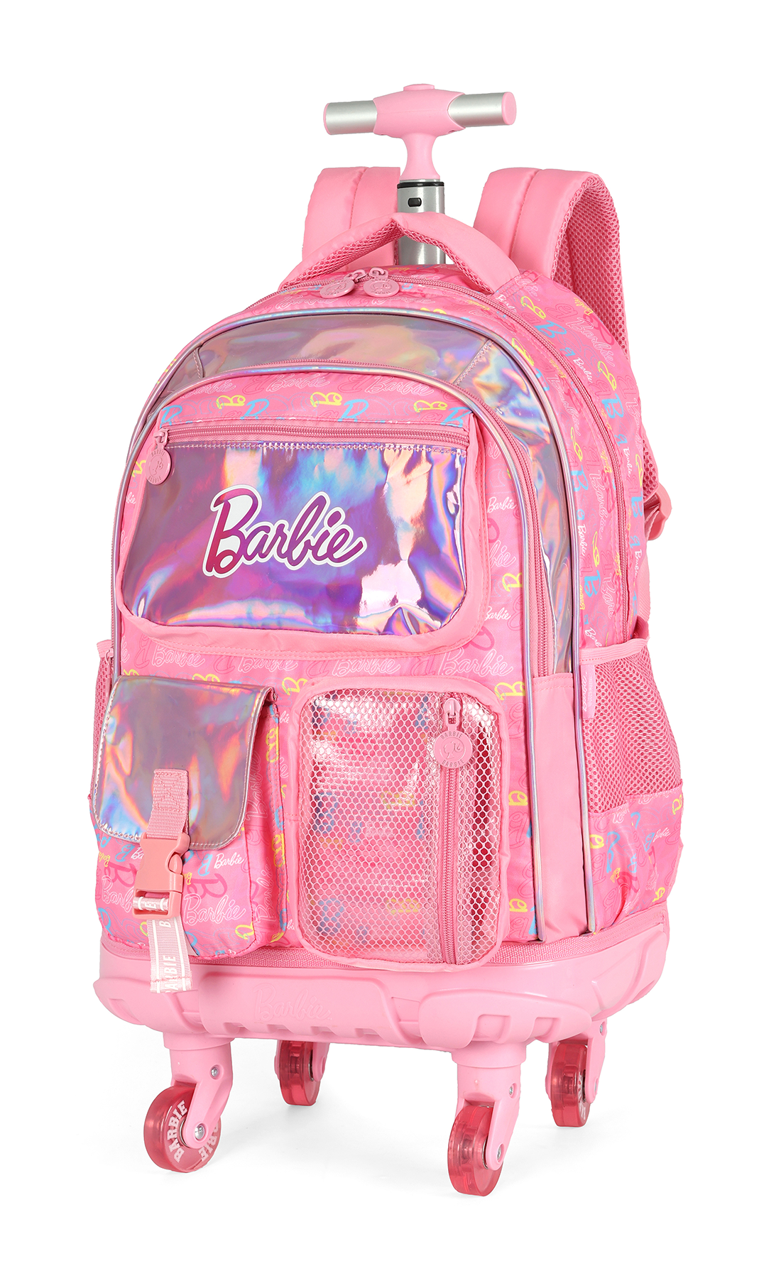 Mochila de Rodinhas G Barbie PINK Holográfica Luxcel | Brilho, Estilo e Rodas de Silicone!