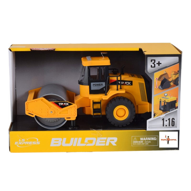 Caminhão Rolo Compactador c/ luz e som a Fricção 1:16 - Brink Center