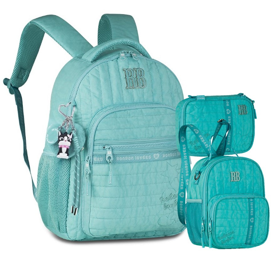 Kit Escolar Rebecca Bonbon – Mochila + Lancheira + Estojo Azul