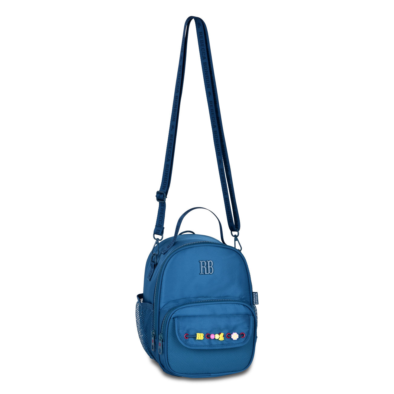 Kit Completo Mochila Lancheira Estojo Rebecca Bonbon RB Clio Style - Miçangas e Cadarço Azul