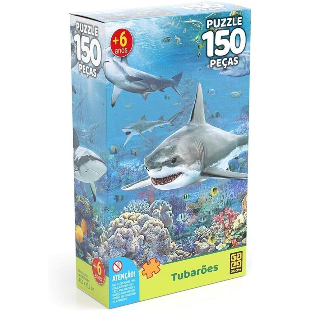 Quebra-Cabeça Tubarões 150 Peças - Grow