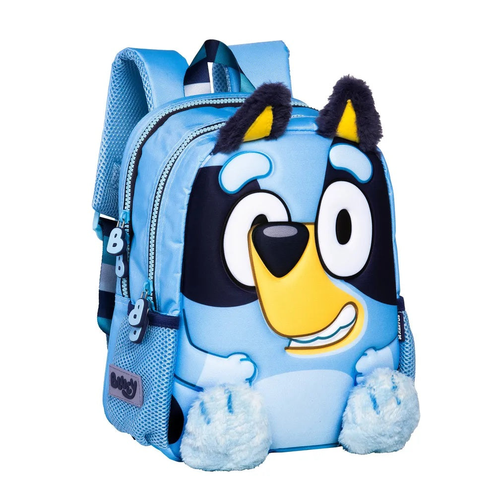 Mochila Infantil Bluey 3D de Costas Xeryus Original (Orelhas e Patas Pelúcia) - Creche/Passeio