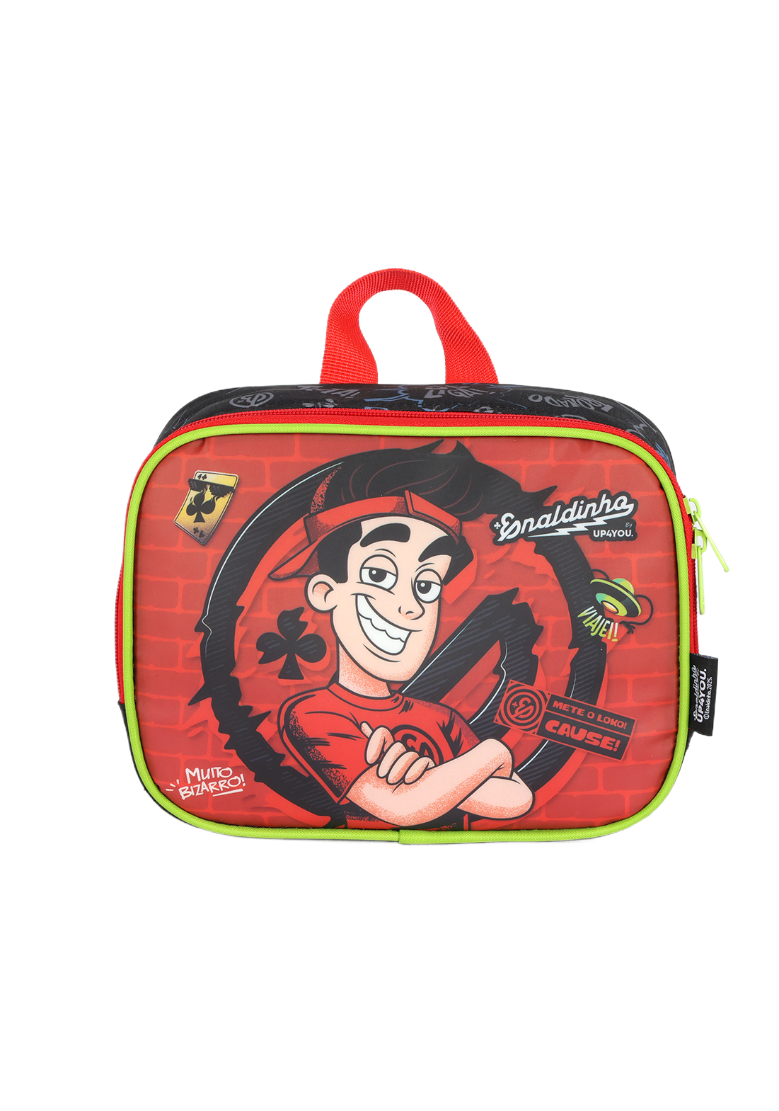 KIT Escolar COMPLETO Enaldinho UP4YOU 3 Peças: Mochila Rodinhas G + Lancheira Térmica + Estojo Box Youtuber