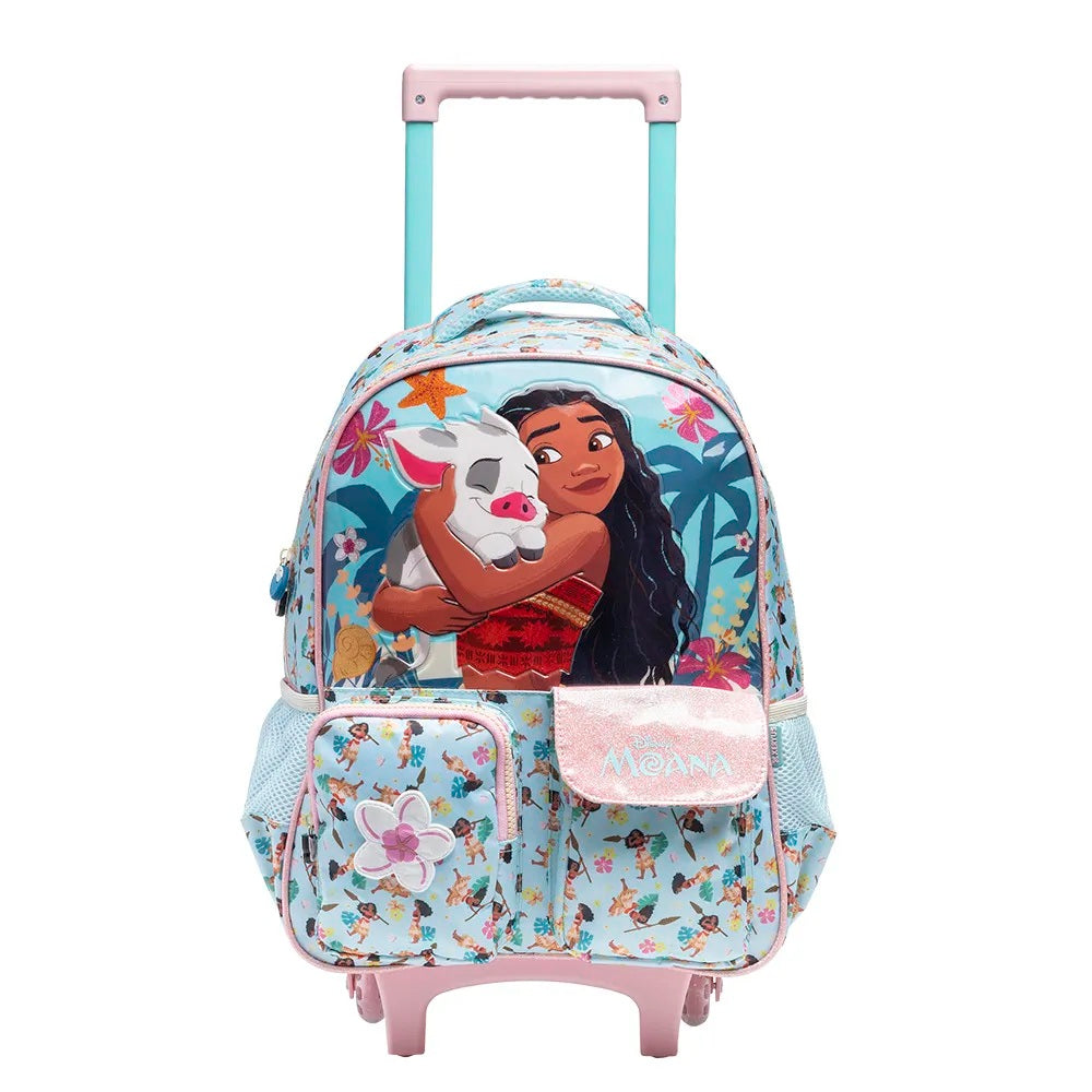 Mochila com Rodinhas Moana Disney 16 – Aventura, Estilo e Praticidade para Pequenas Exploradoras!