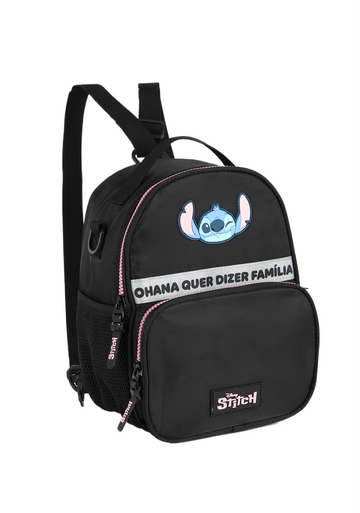 Lancheira Térmica Stitch Disney Luxcel | Preta e Pink | Ohana | Alça de Costas