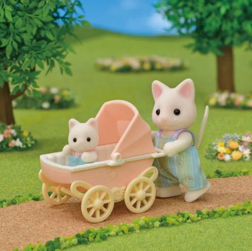Sylvanian Families - Carrinho De Bebê Papai E Bebê Gatos Primavera