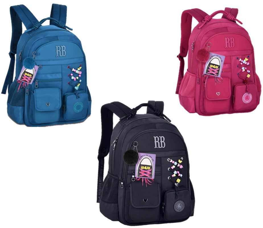 Mochila Juvenil Rebecca Bonbon RB Clio Style Cores Sortidas - Cadarço, Pompom e Patches