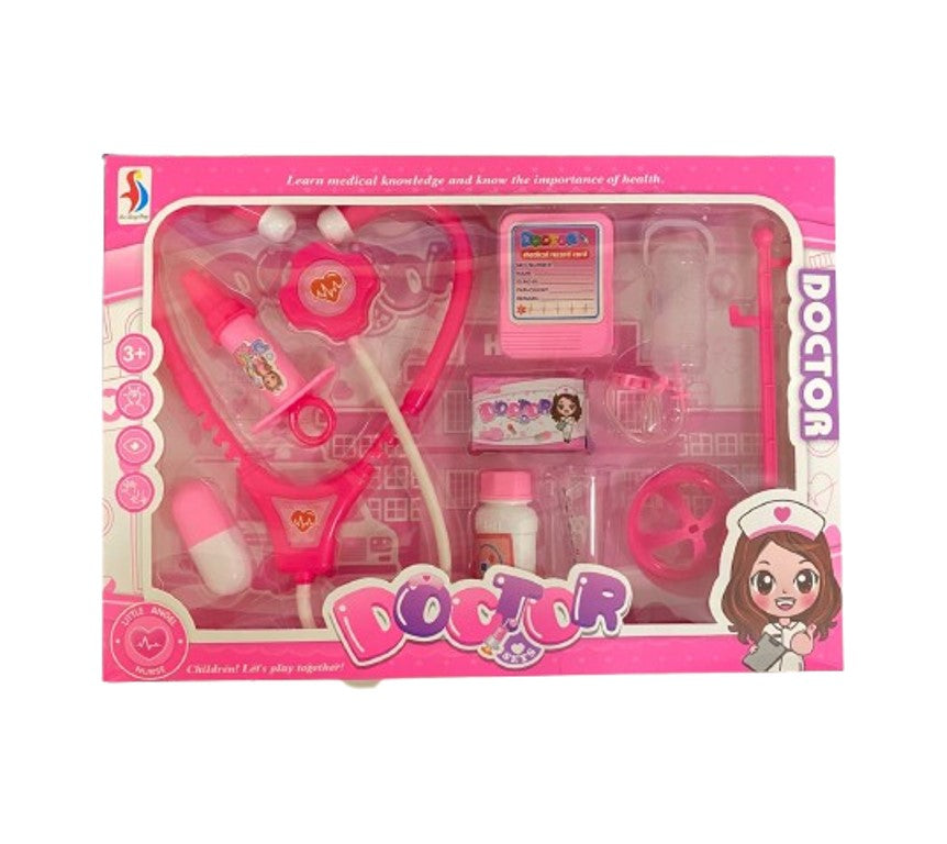 Brinquedo Kit Médico Infantil Pequena Doutora Rosa 10 Peças