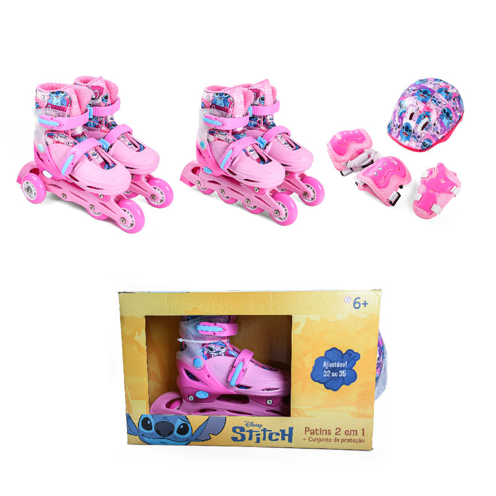 Kit Patins Stitch Angel Disney Rosa