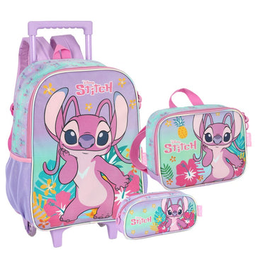 Kit Escolar Angel Disney Luxcel – Mochila com Rodinhas, Lancheira,  Estojo | Original e Encantador