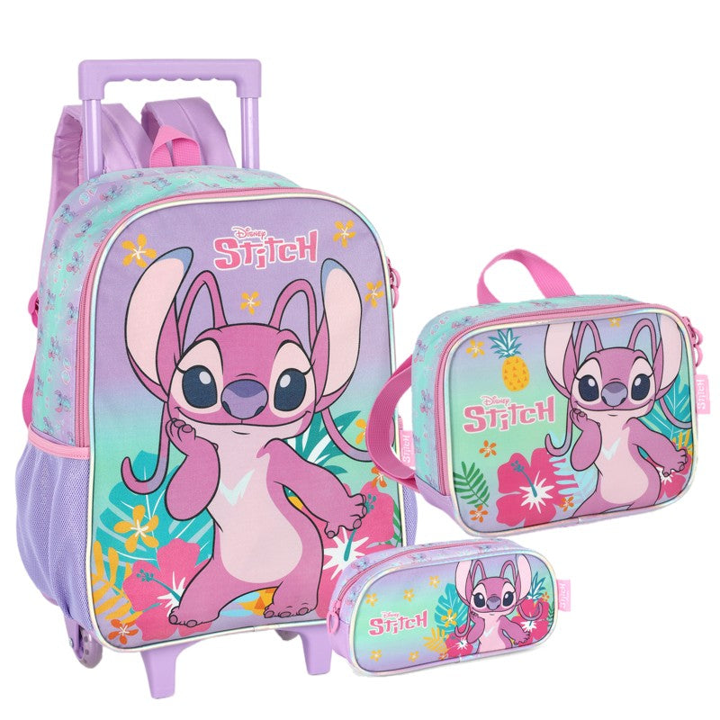 Kit Escolar Angel Disney Luxcel – Mochila com Rodinhas, Lancheira,  Estojo | Original e Encantador