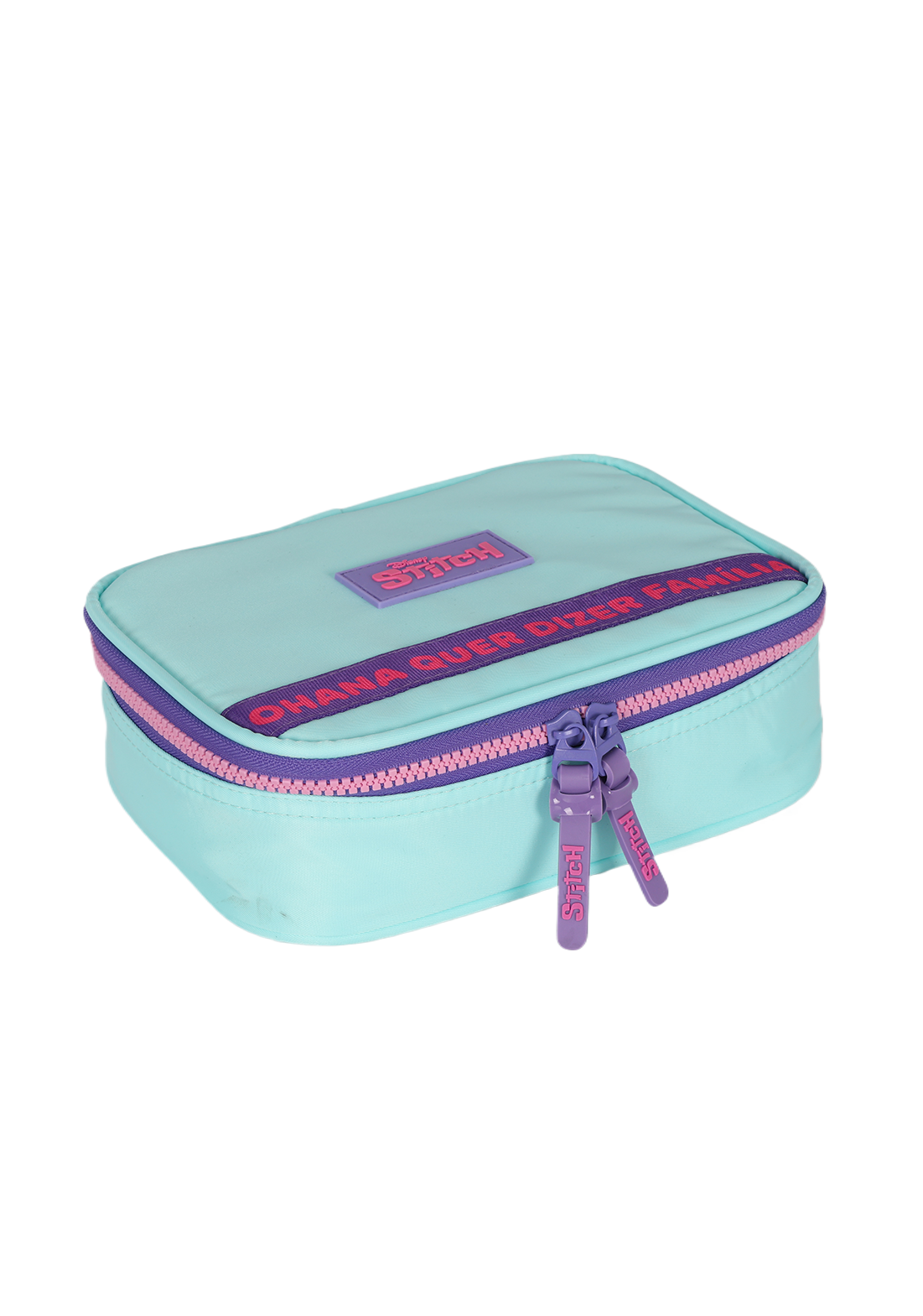 Kit Mochila de Costas G + Estojo Box Stitch Disney | Turquesa Roxo | 2 Peças Ohana | Fofura e Organização